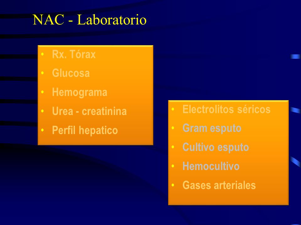NAC - Laboratorio Rx. Tórax Glucosa Hemograma Urea - creatinina