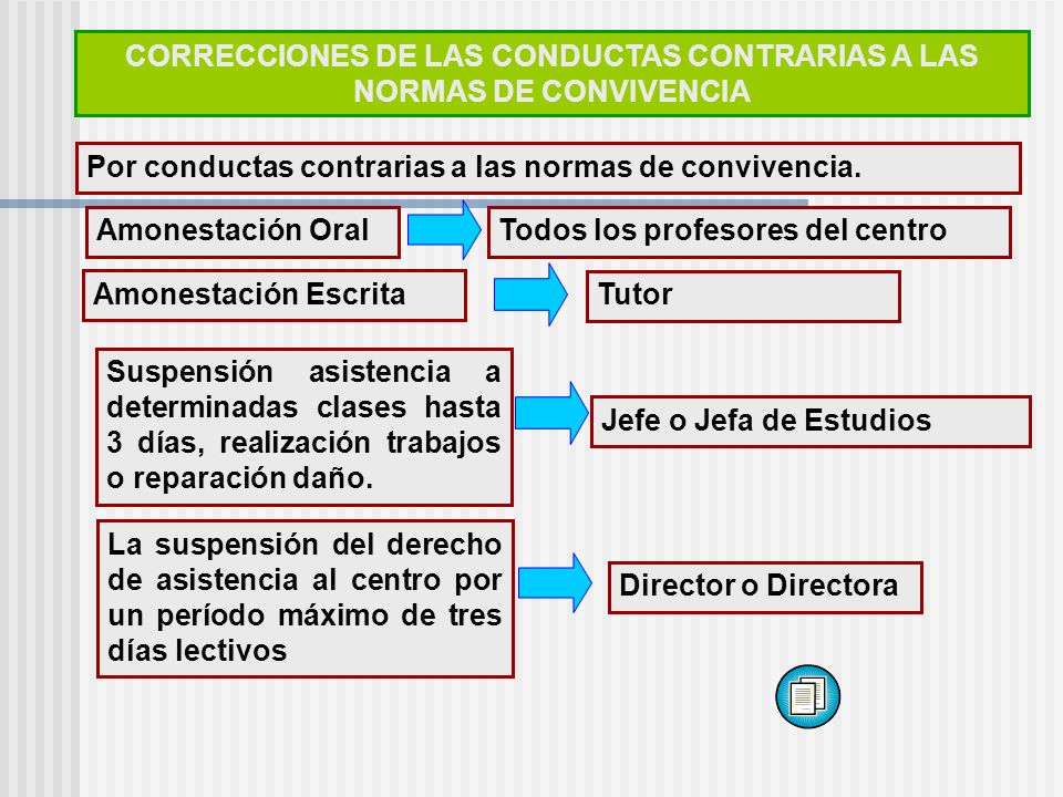 CORRECCIONES DE LAS CONDUCTAS CONTRARIAS A LAS NORMAS DE CONVIVENCIA