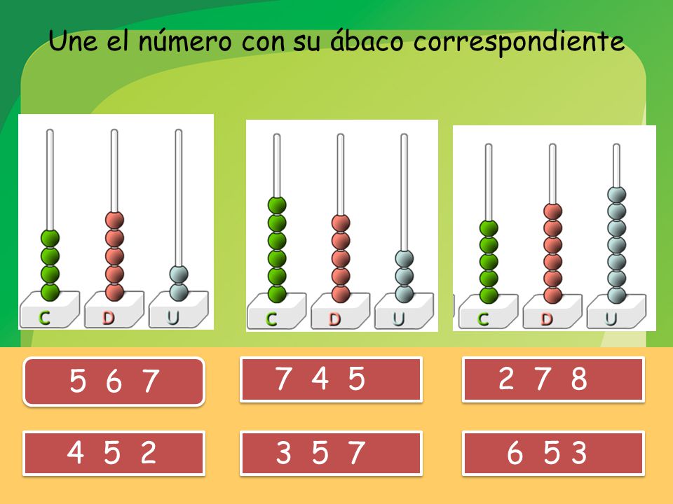 Une el número con su ábaco correspondiente