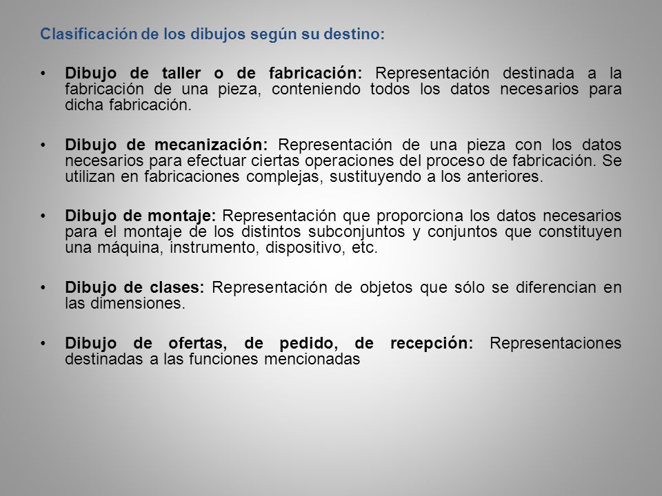 Clasificación de los dibujos según su destino: