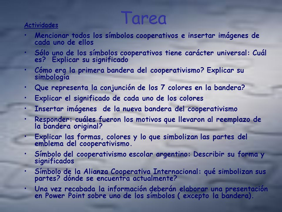 Tarea Actividades. Mencionar todos los símbolos cooperativos e insertar imágenes de cada uno de ellos.