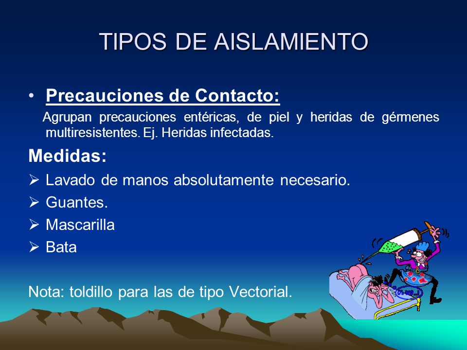 TIPOS DE AISLAMIENTO Precauciones de Contacto: Medidas: