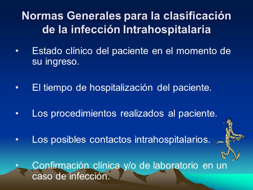 Normas Generales para la clasificación de la infección Intrahospitalaria