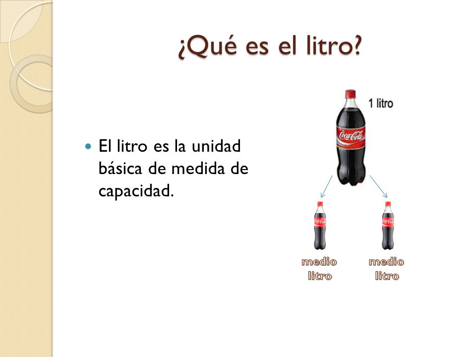 ¿Qué es el litro El litro es la unidad básica de medida de capacidad.