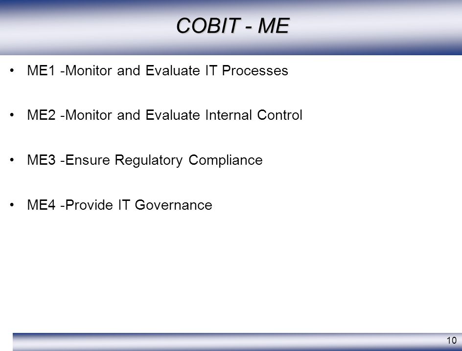COBIT - ME ME1 -Monitor and Evaluate IT Processes