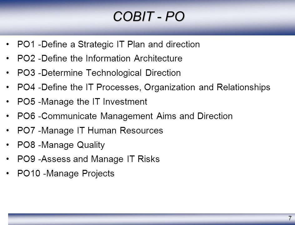 COBIT - PO PO1 -Define a Strategic IT Plan and direction