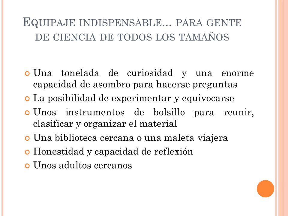 Equipaje indispensable... para gente de ciencia de todos los tamaños
