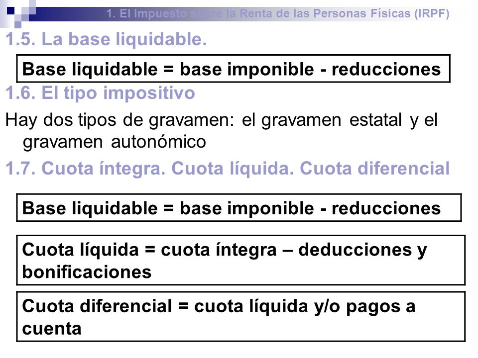 1. El Impuesto sobre la Renta de las Personas Físicas (IRPF)