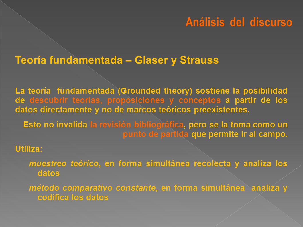 Análisis del discurso Teoría fundamentada – Glaser y Strauss
