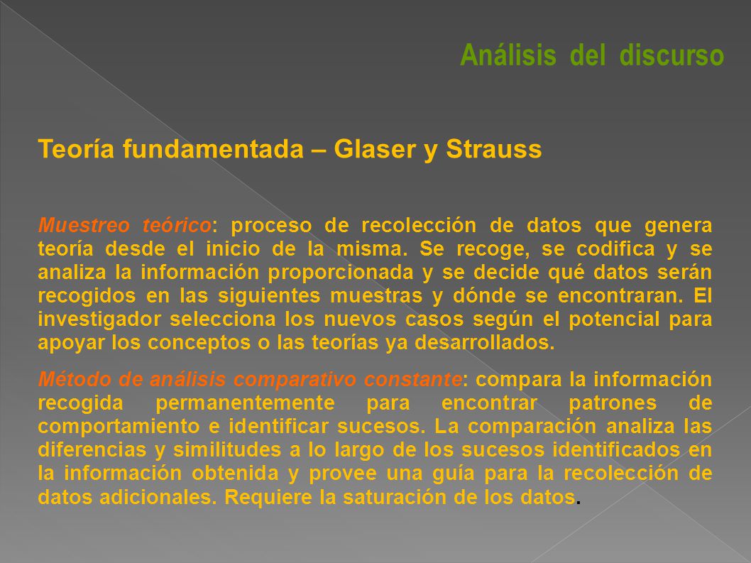 Análisis del discurso Teoría fundamentada – Glaser y Strauss