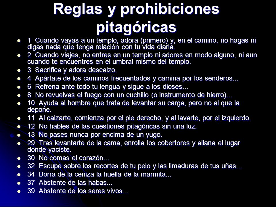 Reglas y prohibiciones pitagóricas