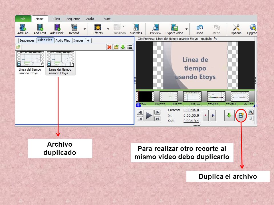 Para realizar otro recorte al mismo video debo duplicarlo