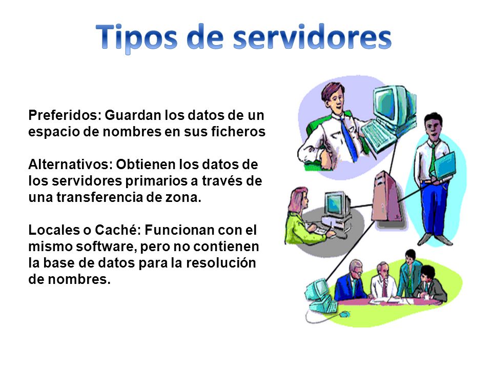 Tipos de servidores Preferidos: Guardan los datos de un espacio de nombres en sus ficheros.
