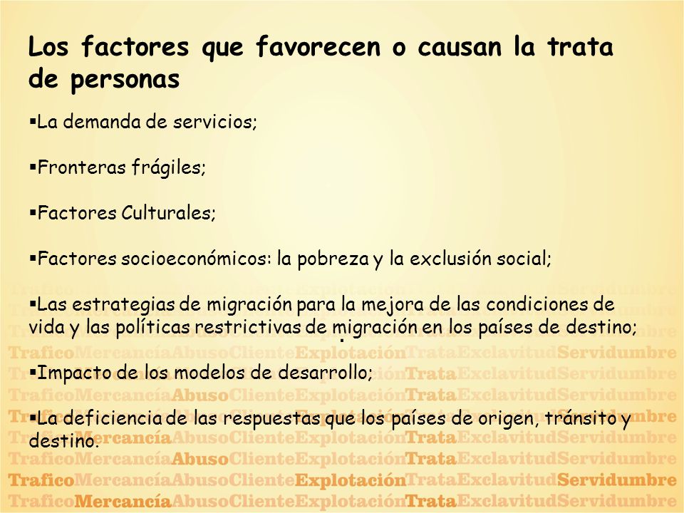Los factores que favorecen o causan la trata de personas