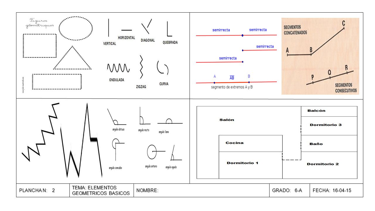 PLANCHA N: 2 TEMA: ELEMENTOS GEOMETRICOS BASICOS NOMBRE: GRADO: 6-A FECHA:
