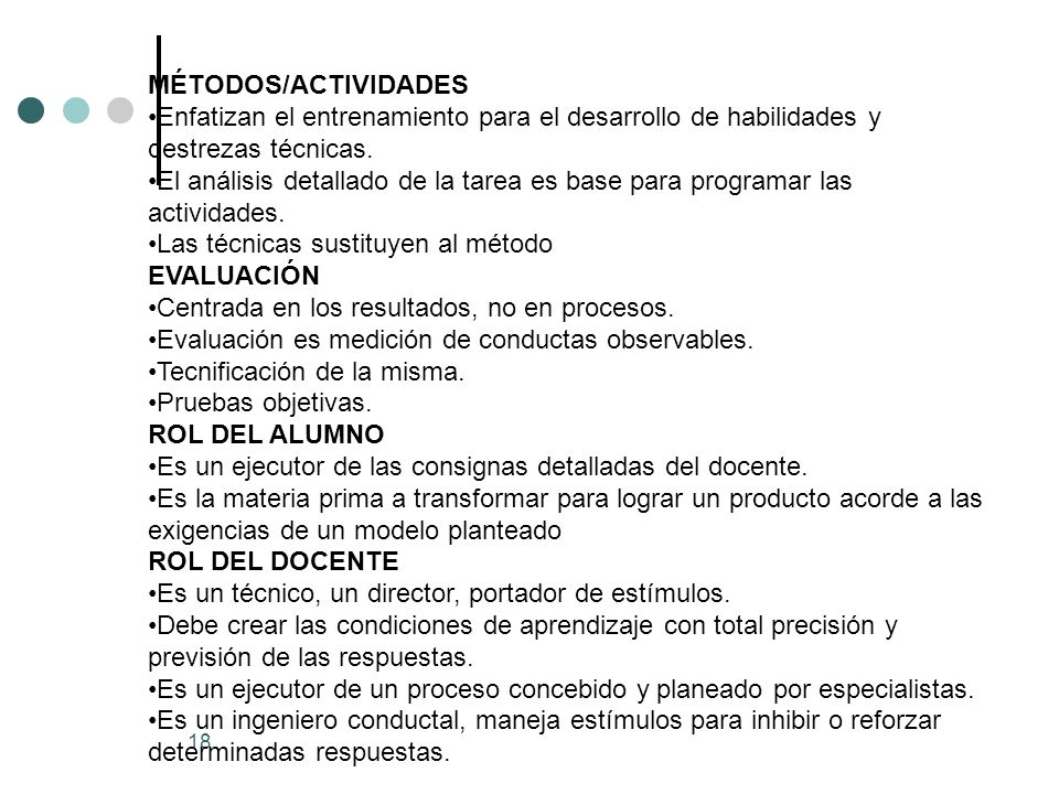 MÉTODOS/ACTIVIDADES Enfatizan el entrenamiento para el desarrollo de habilidades y destrezas técnicas.
