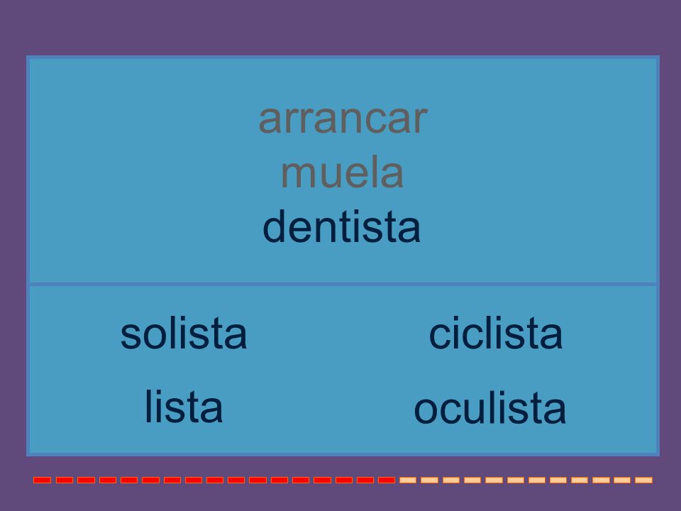 arrancar muela dentista solista ciclista lista oculista
