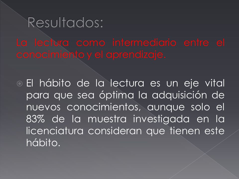 Resultados: La lectura como intermediario entre el conocimiento y el aprendizaje.
