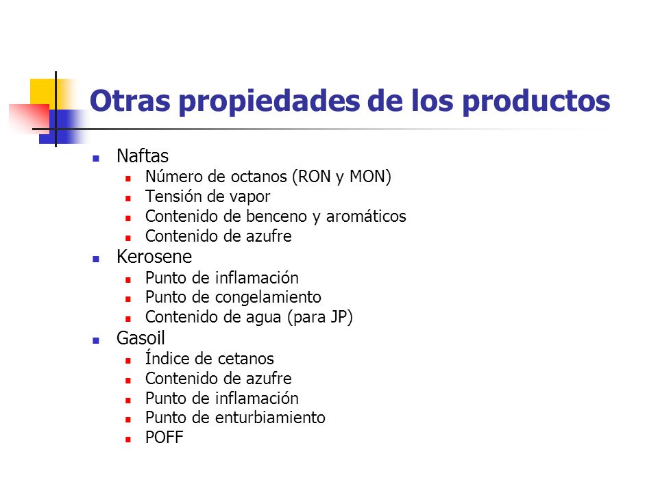 Otras propiedades de los productos