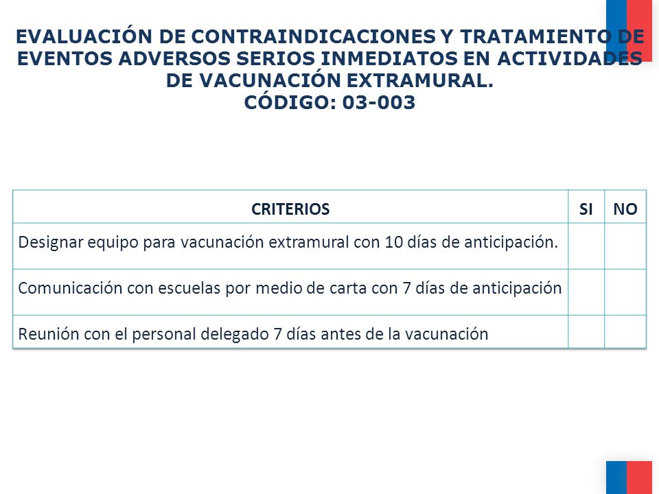 Reunión con el personal delegado 7 días antes de la vacunación