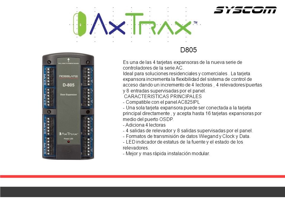 D805 Es una de las 4 tarjetas expansoras de la nueva serie de controladores de la serie AC.