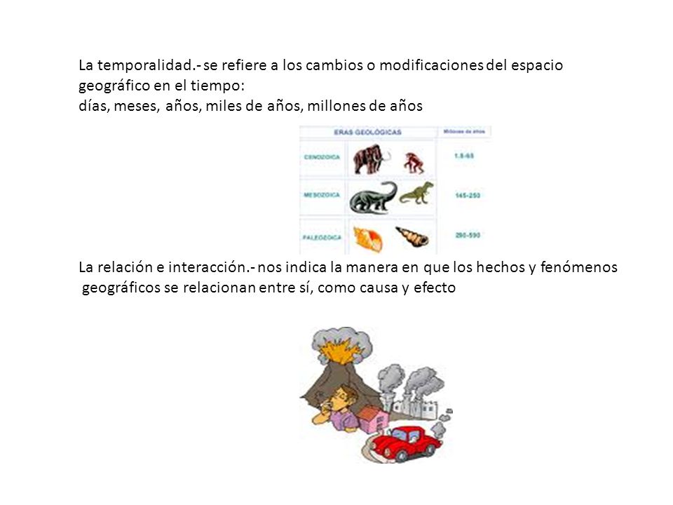 La temporalidad.- se refiere a los cambios o modificaciones del espacio