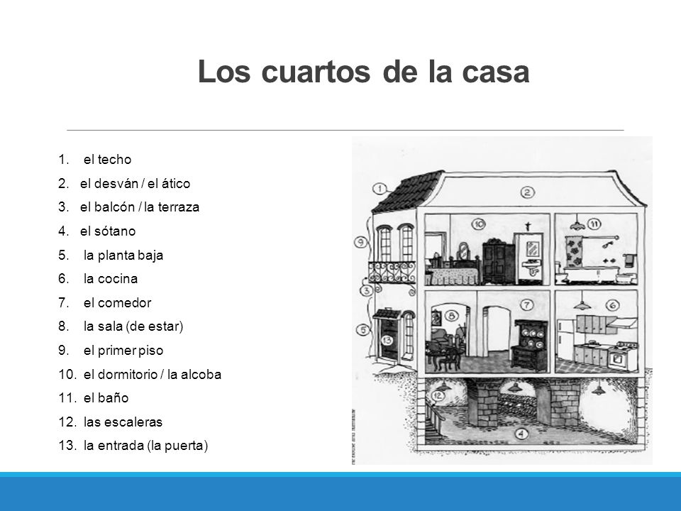 Los cuartos de la casa el techo 2. el desván / el ático