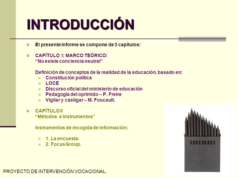 INTRODUCCIÓN El presente informe se compone de 3 capítulos: