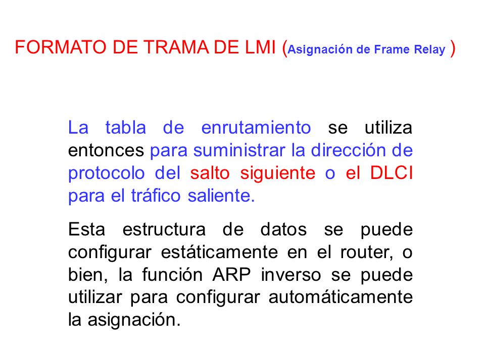 FORMATO DE TRAMA DE LMI (Asignación de Frame Relay )