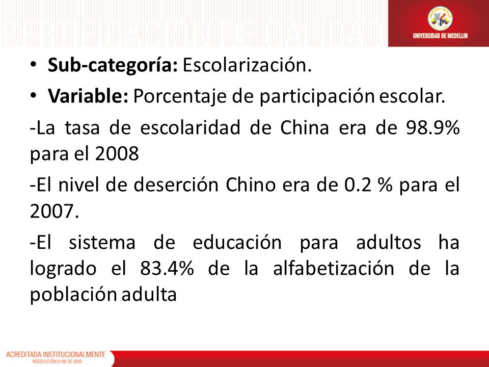 Sub-categoría: Escolarización.