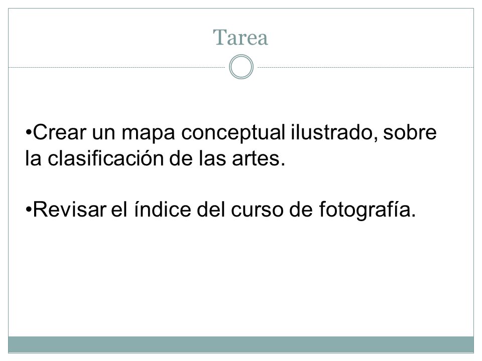 Tarea Crear un mapa conceptual ilustrado, sobre la clasificación de las artes.