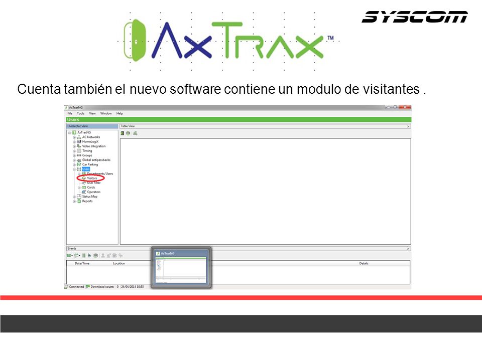Cuenta también el nuevo software contiene un modulo de visitantes .