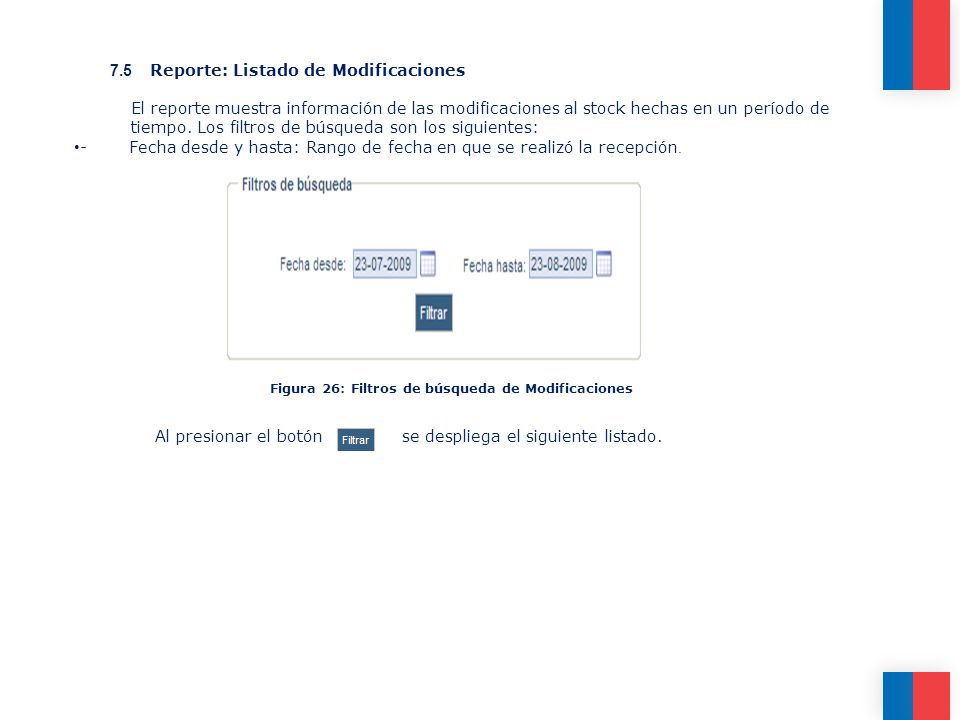 7.5 Reporte: Listado de Modificaciones