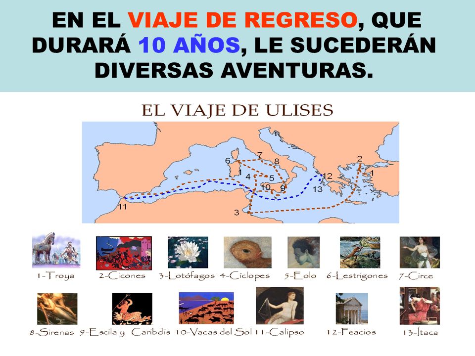 EN EL VIAJE DE REGRESO, QUE DURARÁ 10 AÑOS, LE SUCEDERÁN DIVERSAS AVENTURAS.