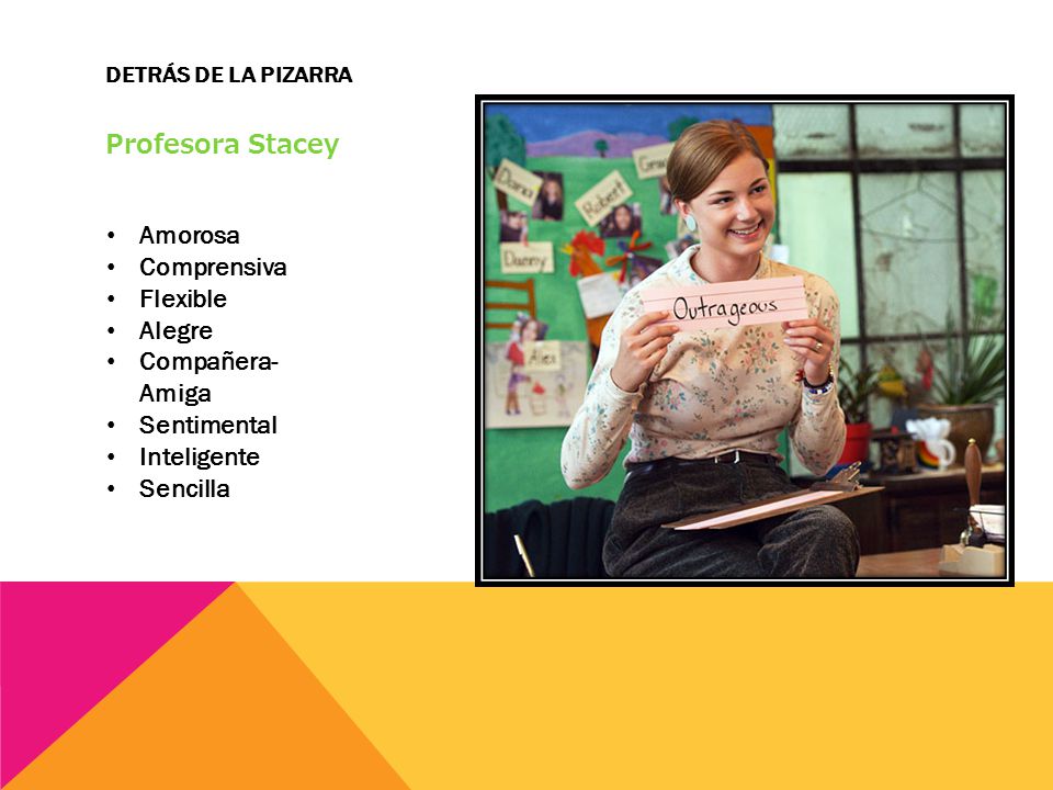 Profesora Stacey Amorosa Comprensiva Flexible Alegre Compañera- Amiga
