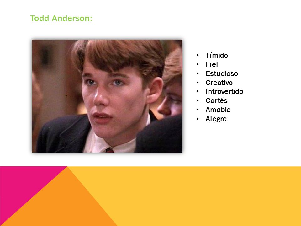 Todd Anderson: Tímido Fiel Estudioso Creativo Introvertido Cortés Amable Alegre