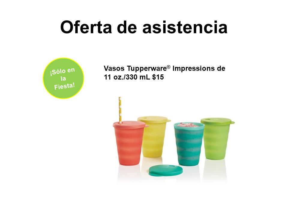 Oferta de asistencia ¡Sólo en la Fiesta! Vasos Tupperware® Impressions de 11 oz./330 mL $15.