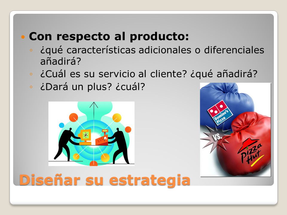Diseñar su estrategia Con respecto al producto: