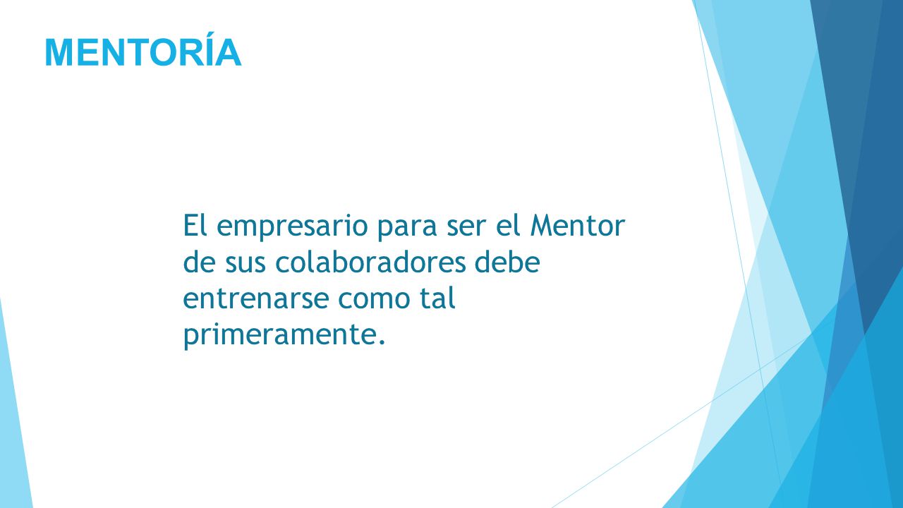 MENTORÍA El empresario para ser el Mentor de sus colaboradores debe entrenarse como tal primeramente.