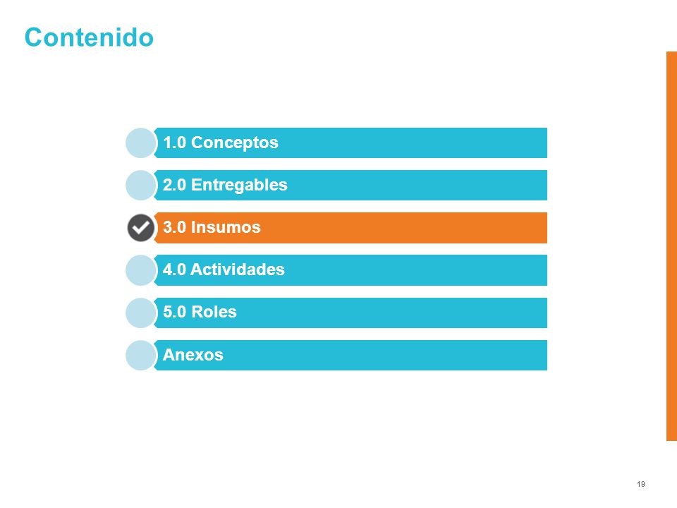 Contenido 1.0 Conceptos 2.0 Entregables 3.0 Insumos 4.0 Actividades