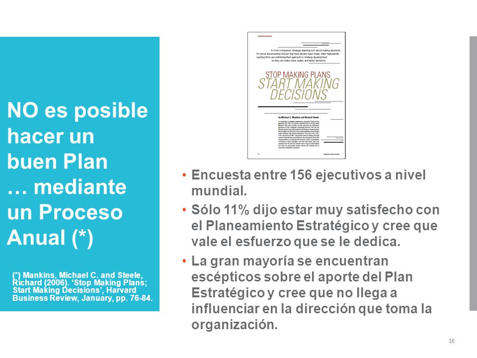 NO es posible hacer un buen Plan … mediante un Proceso Anual (*)