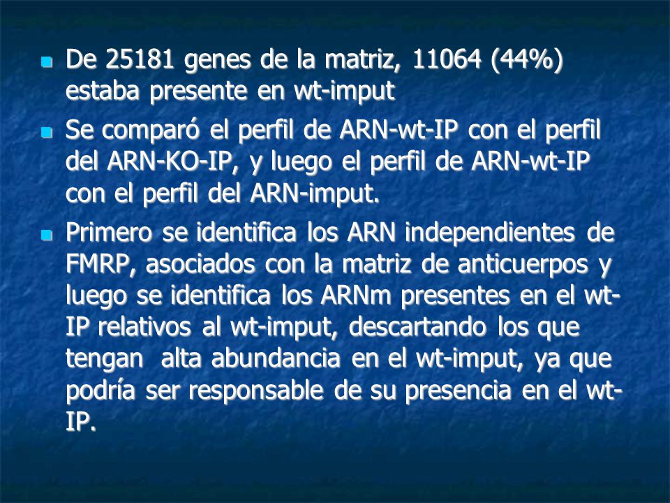 De genes de la matriz, (44%) estaba presente en wt-imput