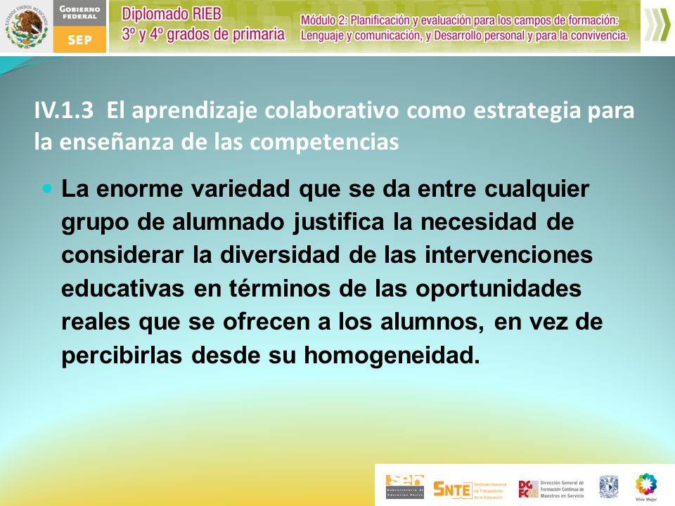 IV.1.3 El aprendizaje colaborativo como estrategia para la enseñanza de las competencias
