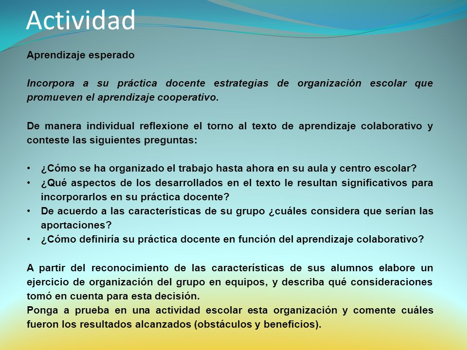 Actividad Aprendizaje esperado