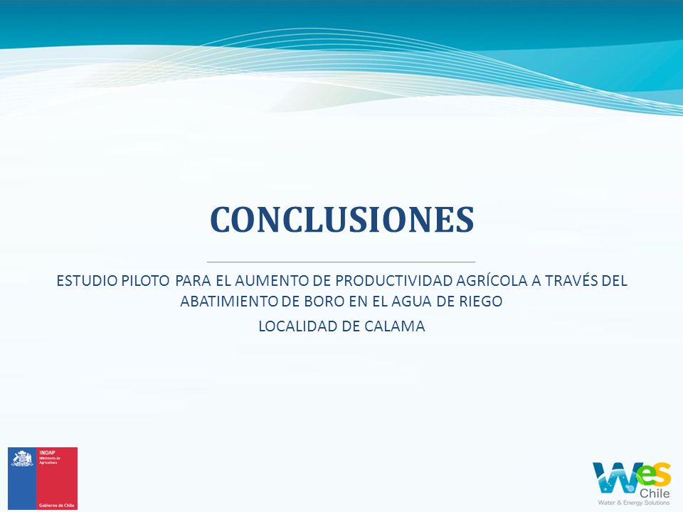 CONCLUSIONES ESTUDIO PILOTO PARA EL AUMENTO DE PRODUCTIVIDAD AGRÍCOLA A TRAVÉS DEL ABATIMIENTO DE BORO EN EL AGUA DE RIEGO.