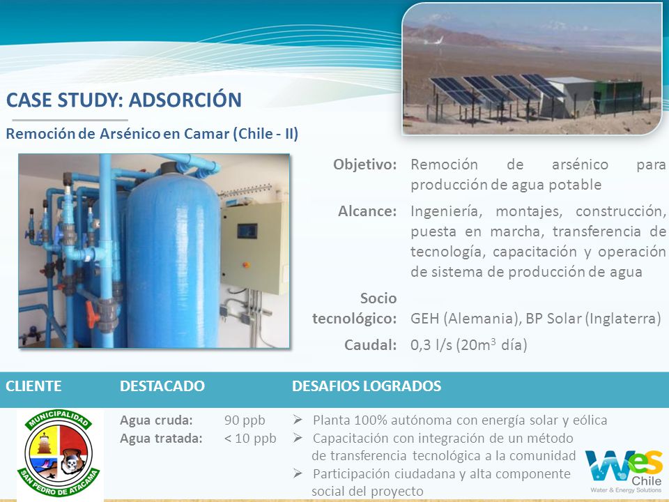 CASE STUDY: ADSORCIÓN Remoción de Arsénico en Camar (Chile - II)