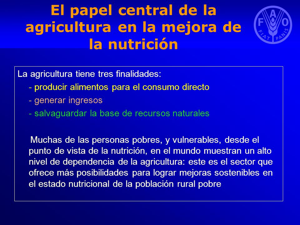 El papel central de la agricultura en la mejora de la nutrición
