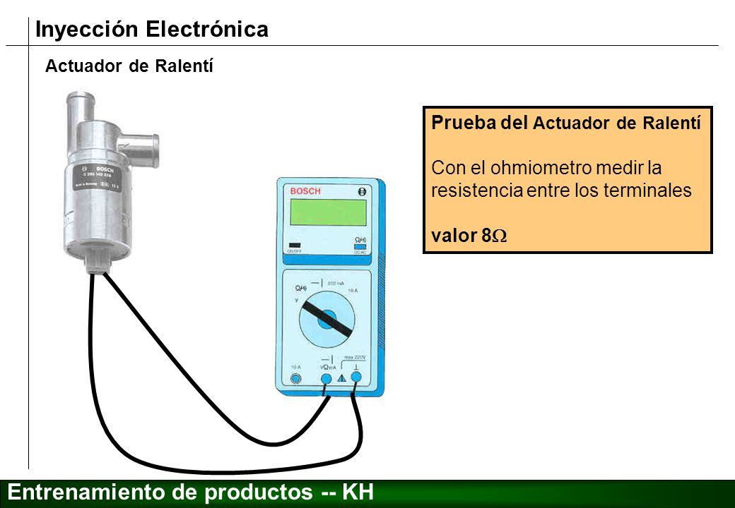 Prueba del Actuador de Ralentí Con el ohmiometro medir la