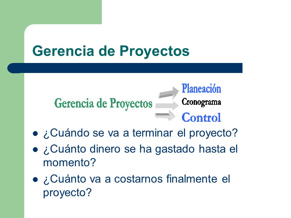 Gerencia de Proyectos ¿Cuándo se va a terminar el proyecto
