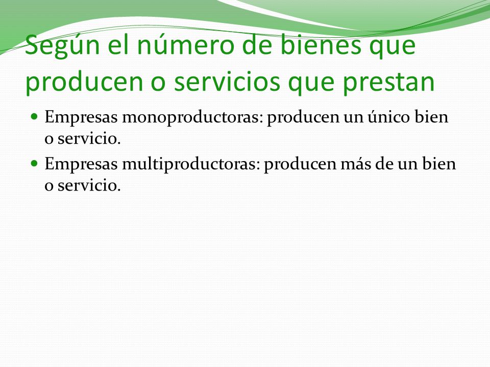 Según el número de bienes que producen o servicios que prestan